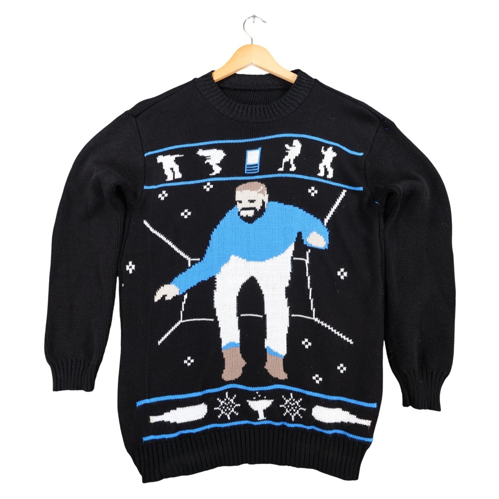 Unbranded Hotline Bling Sweater Mens Large Black Mixed Fibres Drake Ugly Holiday